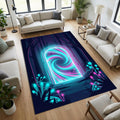 Neon Portal Area Rug Futuristic Interdimensional Gateway Floor