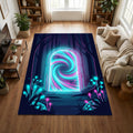 Neon Portal Area Rug Futuristic Interdimensional Gateway Floor