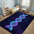 Neon DNA Helix Area Rug Futuristic Science & Medical Floor Mat