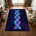 Neon DNA Helix Area Rug Futuristic Science & Medical Floor Mat