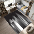Modern City Skyline Area Rug Minimalist Black and White Line Art