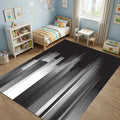 Modern City Skyline Area Rug Minimalist Black and White Line Art