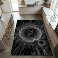 Modern Topographic Line Art Rug Black and White Abstract Area Mat