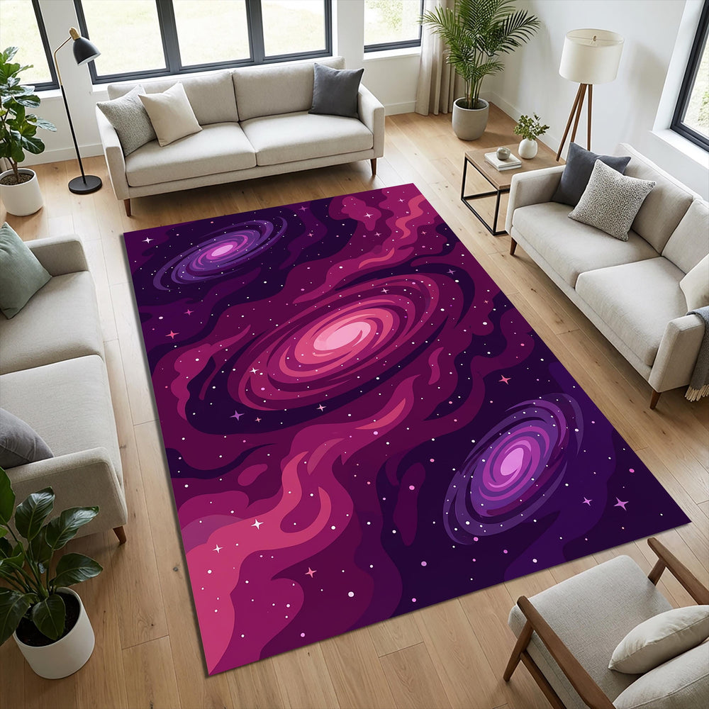 Galaxy Spiral Area Rug Purple and Pink Space Nebula Floor Mat