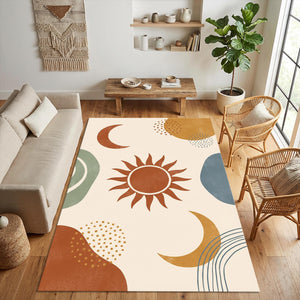 Modern Boho Celestial Rug Abstract Organic Shapes Area Mat