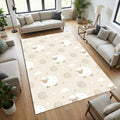 Cute Sheep Nursery Area Rug Fluffy White Lamb Floor Mat Beige
