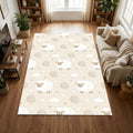 Cute Sheep Nursery Area Rug Fluffy White Lamb Floor Mat Beige