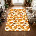 French Bakery Kitchen Rug Watercolor Croissant and Coffee Area