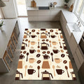 Modern Coffee Lovers Kitchen Rug Moka Pot & Coffee Bean Area Mat
