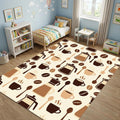 Modern Coffee Lovers Kitchen Rug Moka Pot & Coffee Bean Area Mat