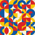 Modern Bauhaus Geometric Rug Abstract Red Yellow Blue Area Mat