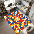 Modern Bauhaus Geometric Rug Abstract Red Yellow Blue Area Mat