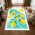 Modern Lemon Watercolor Rug Mediterranean Sun and Citrus Area Mat