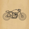 Minimalist Cafe Racer Area Rug Retro Motorcycle Line Art Floor