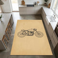 Minimalist Cafe Racer Area Rug Retro Motorcycle Line Art Floor
