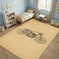 Minimalist Cafe Racer Area Rug Retro Motorcycle Line Art Floor