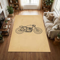 Minimalist Cafe Racer Area Rug Retro Motorcycle Line Art Floor