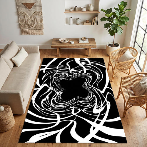 Modern Abstract Black and White Rug