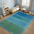 Modern Abstract Color Field Rug Rothko Style Blue and Green Area