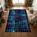 Cyberpunk Gaming Rug Neon Circuit Board Area Mat Futuristic