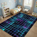 Cyberpunk Gaming Rug Neon Circuit Board Area Mat Futuristic