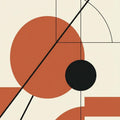 Mid-Century Modern Geometric Rug Terracotta and Black Abstract
