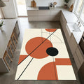 Mid-Century Modern Geometric Rug Terracotta and Black Abstract