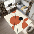 Mid-Century Modern Geometric Rug Terracotta and Black Abstract
