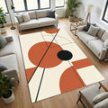 Mid-Century Modern Geometric Rug Terracotta and Black Abstract
