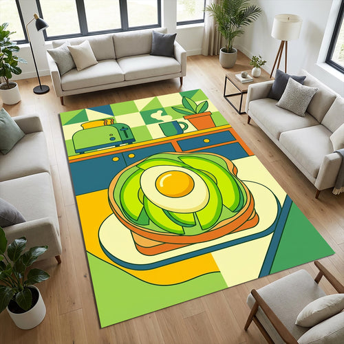 Geometric Avocado Toast Kitchen Rug
