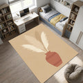 Minimalist Pampas Grass Area Rug Boho Terracotta Vase Floor Mat