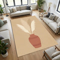 Minimalist Pampas Grass Area Rug Boho Terracotta Vase Floor Mat