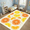 Minimalist Citrus Slice Area Rug Vibrant Orange and Lemon Fruit