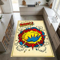 Pop Art Comic Book Area Rug Retro Bang Explosion Floor Mat