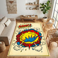 Pop Art Comic Book Area Rug Retro Bang Explosion Floor Mat