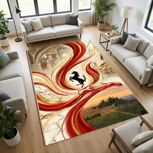 Italian Racing Area Rug Ferrari Prancing Horse Heritage Floor Mat