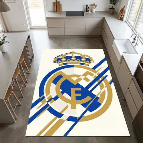 Minimalist Real Madrid Area Rug Geometric Football Club Floor Mat