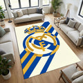 Minimalist Real Madrid Area Rug Modern Football Club Crest Floor