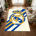 Minimalist Real Madrid Area Rug Modern Football Club Crest Floor