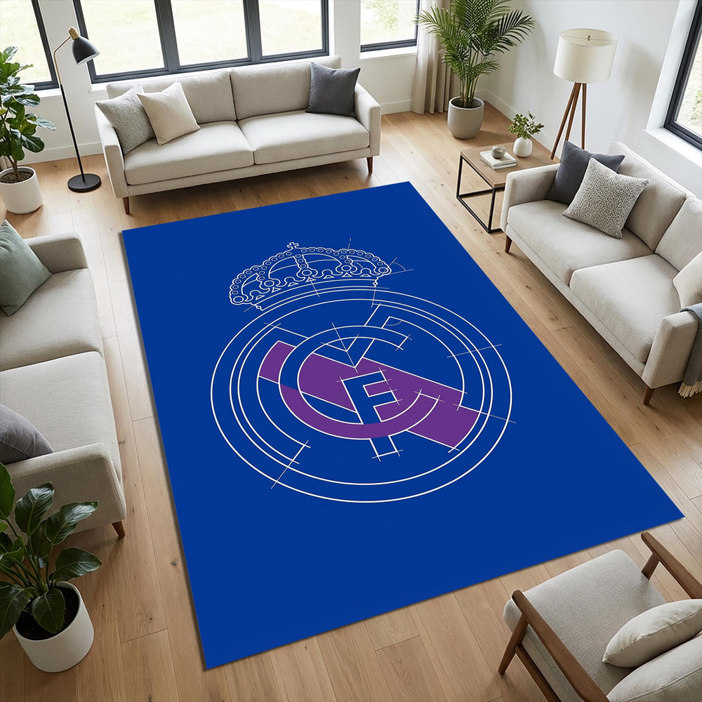 Real Madrid Area Rug Technical Drawing Football Club Floor Mat