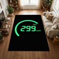 Digital Speedometer Area Rug Neon Green 299 km/h Racing Floor Mat