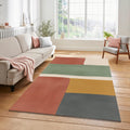 Minimalist Color Block Rug Abstract Earth Tone Area Mat