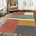 Minimalist Color Block Rug Abstract Earth Tone Area Mat