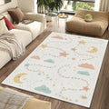 Cute Sleeping Stars & Moon Rug Pastel Nursery Area Mat Magic Sky