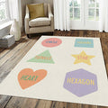 Educational Shapes Rug for Kids Pastel Geometry Area Mat Learning