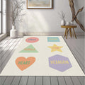 Educational Shapes Rug for Kids Pastel Geometry Area Mat Learning