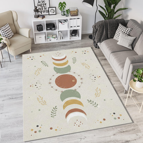 Modern Moon Phases Rug Minimalist Boho Celestial Area Mat