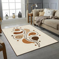 Modern Brown Spiral Rug Abstract Minimalist Area Mat Earth Tone