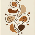 Modern Brown Spiral Rug Abstract Minimalist Area Mat Earth Tone
