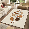 Modern Brown Spiral Rug Abstract Minimalist Area Mat Earth Tone